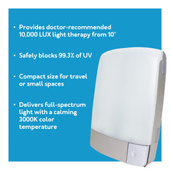 Carex Sunlite lamp side view highlights sleek silver finish for modern spaces