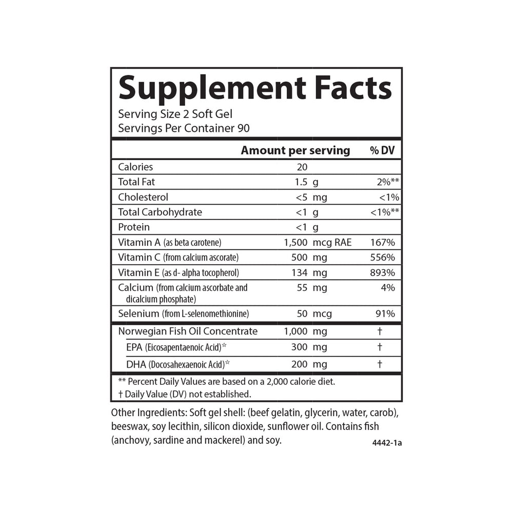 Carlson nutrition facts panel emphasizing omega-3 EPA and DHA content.