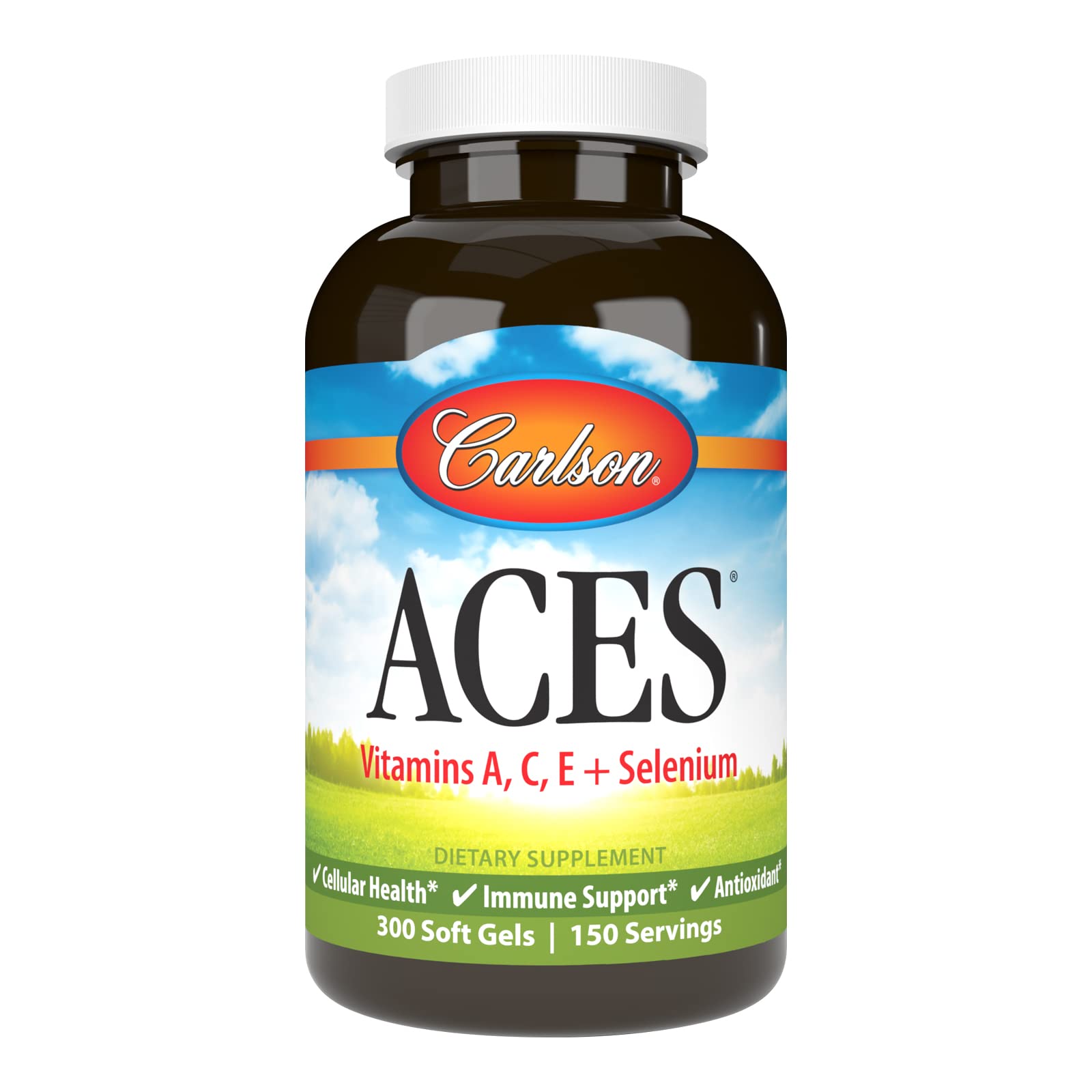 Carlson ACES softgels bottle demonstrating antioxidant vitamins for daily immune support