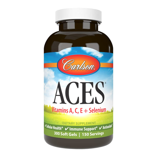 Carlson ACES softgels bottle demonstrating antioxidant vitamins for daily immune support