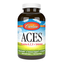 Carlson ACES softgels bottle demonstrating antioxidant vitamins for daily immune support