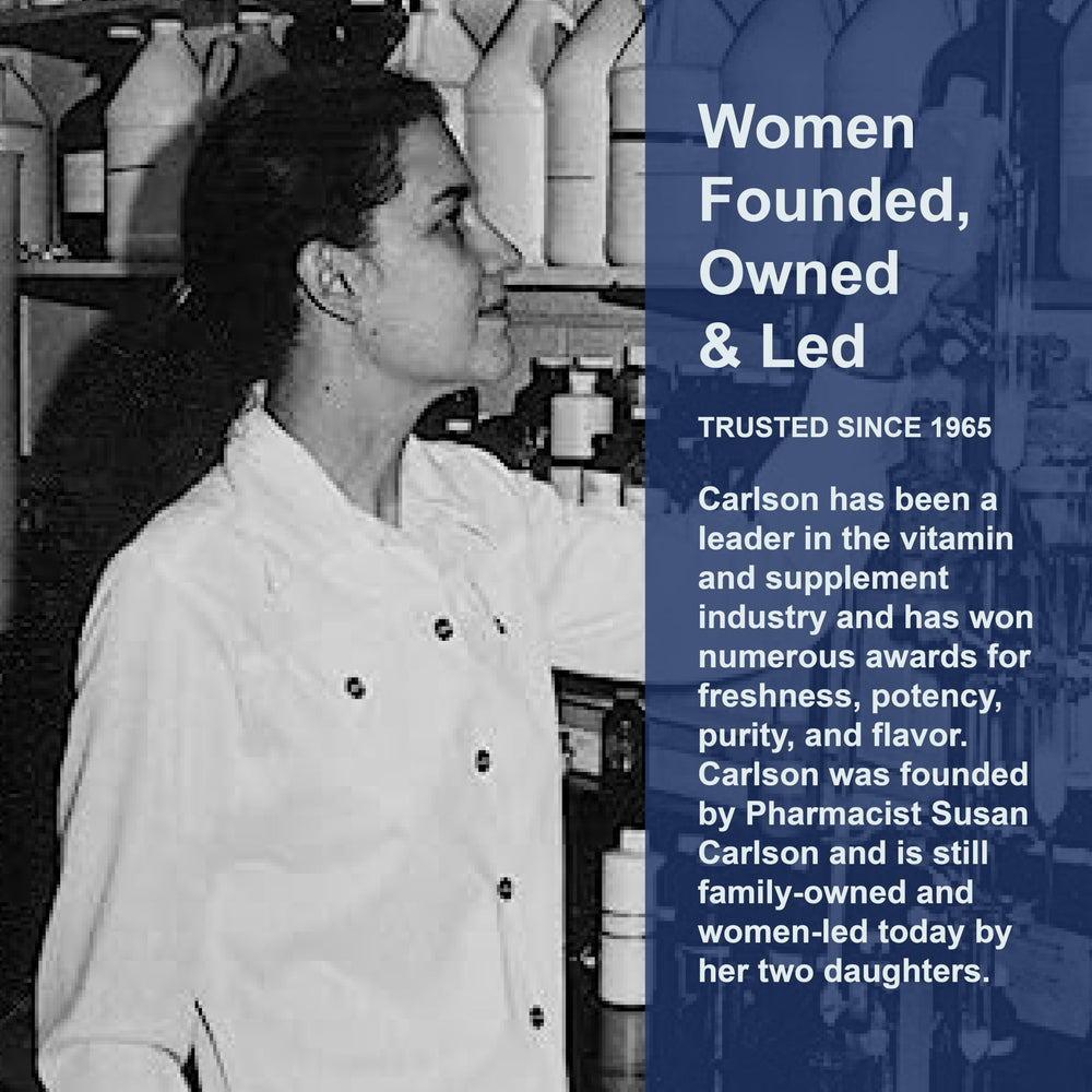 Carlson ACES + Zn softgels ingredients closeup showing selenium and vitamins