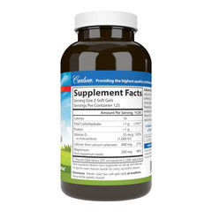 Carlson Calcium and Magnesium Gels ingredients label close look.