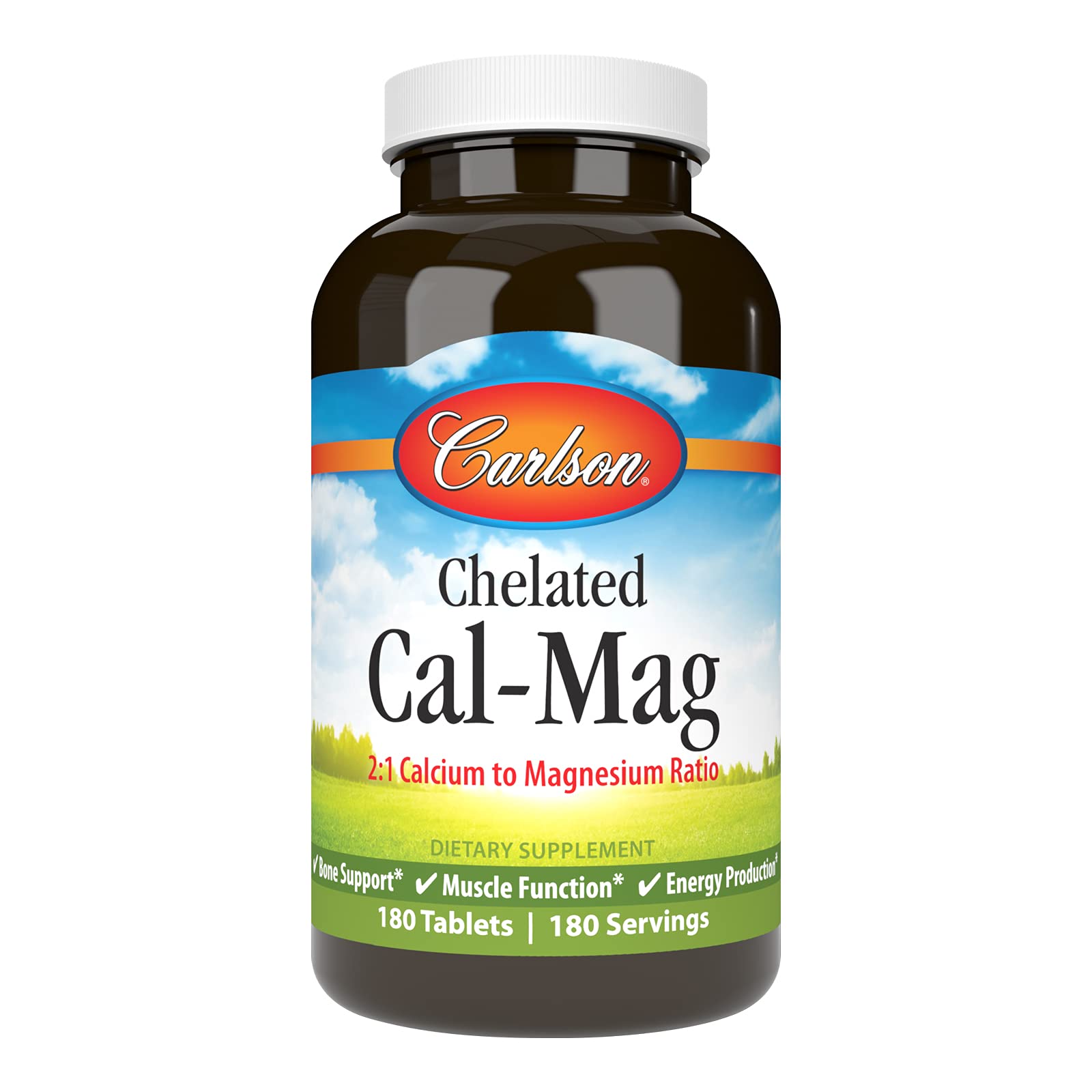 Carlson Cal-Mag bottle front showing 2:1 ratio for bone support