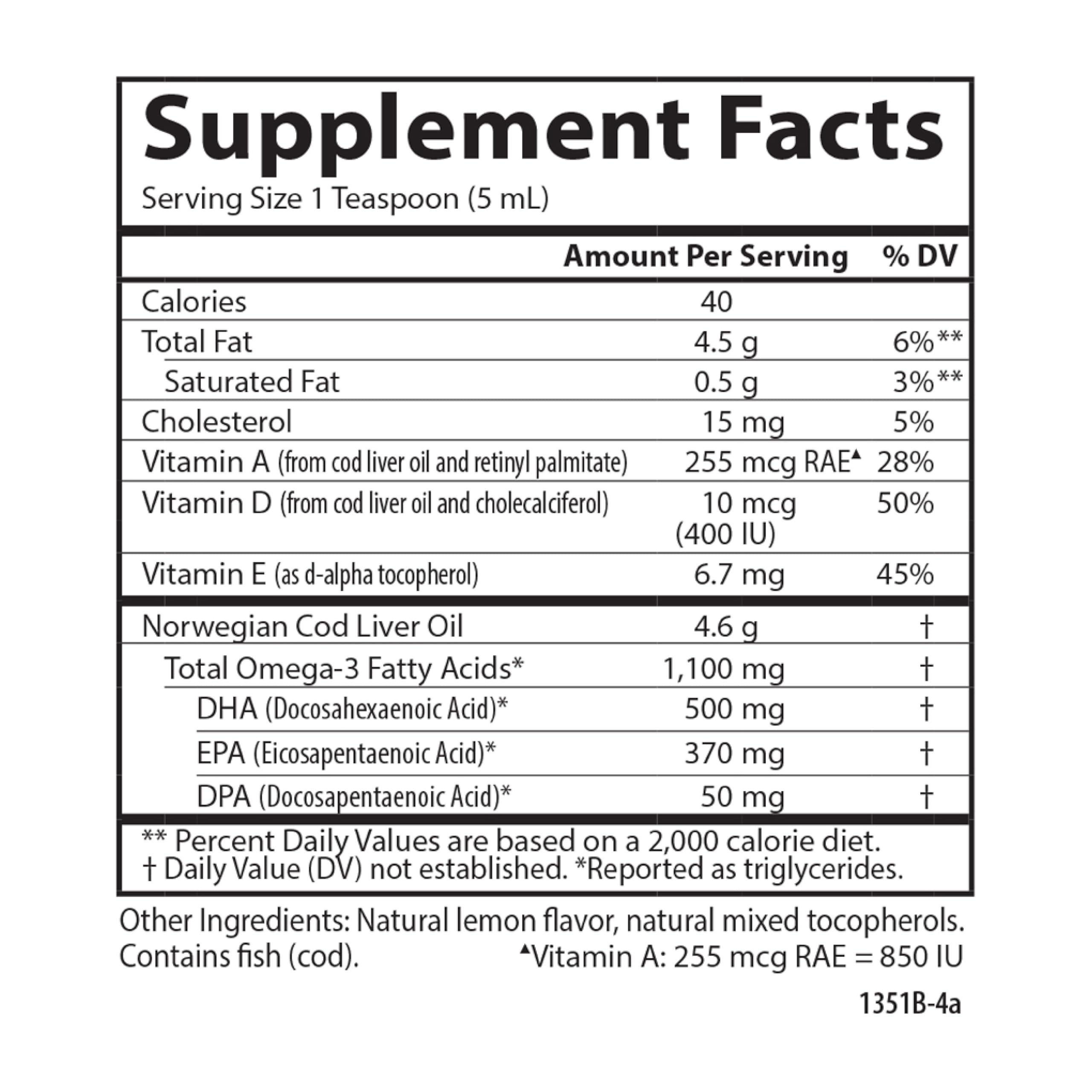 Carlson 250ml lemon bottle on shelf suggests convenient daily dosage