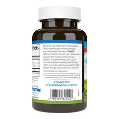 Carlson Co-Q10 bottle label shows 200 mg potency for daily use.