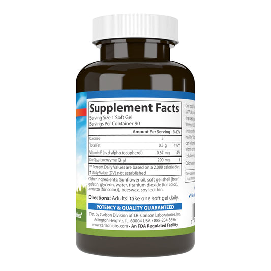 Carlson Co-Q10 softgels being poured to show easy daily use