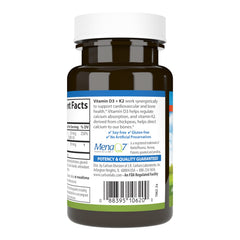 Carlson D3 + K2 label closeup indicating potency and quality
