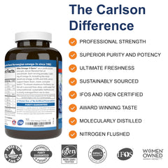 Carlson Elite Omega-3 Gems softgels poured for easy daily use.
