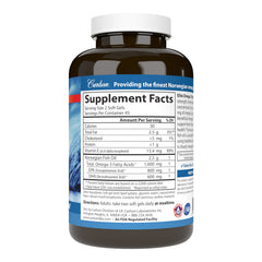 Carlson Elite Omega-3 softgels close-up showing easy-to-swallow capsules