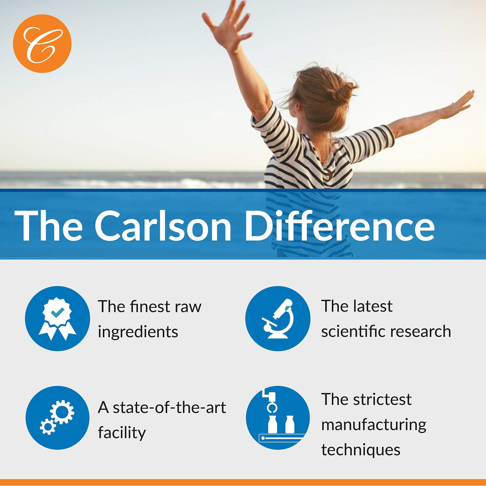 Serving size details on Carlson Elite Omega-3 Plus D&K Lemon bottle.