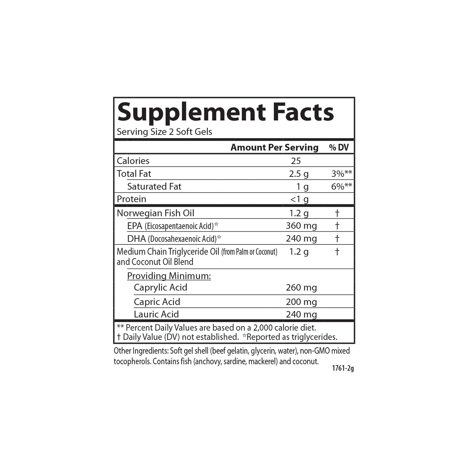 Carlson EPA DHA softgels with omega-3 icons hint at heart and brain support.
