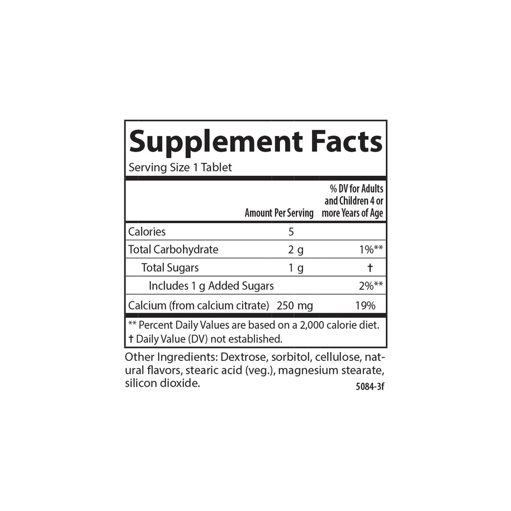 Carlson Kid's Chewable Calcium 250 mg vanilla tablets offer easy daily calcium intake.