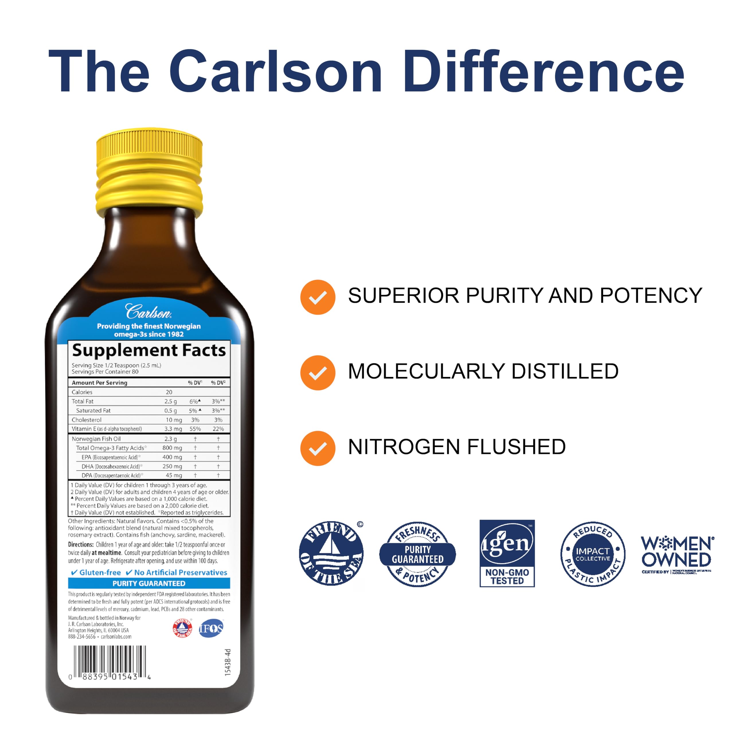 Close-up of Carlson Kid's fish oil pour for kids on a spoon.