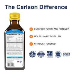 Close-up of Carlson Kid's fish oil pour for kids on a spoon.