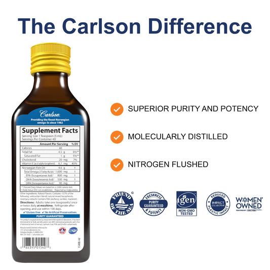 Carlson lemon oil pour showing easy dosing with citrus flavor