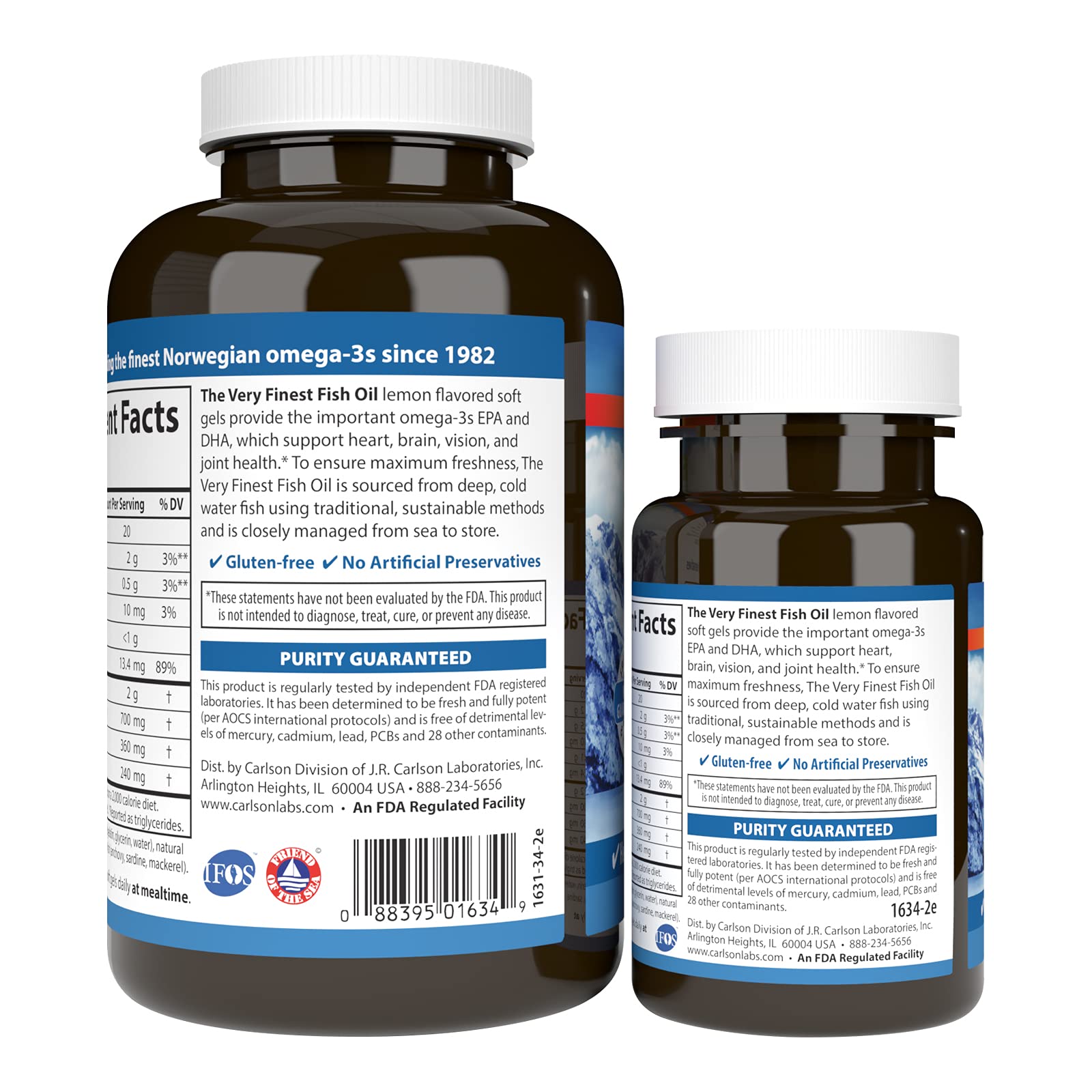 Carlson lemon soft-gels bottle pouring demonstrates simple daily omega-3 routine.