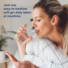 Carlson Magnesium Gels softgels dispensed on hand illustrating convenient daily use.