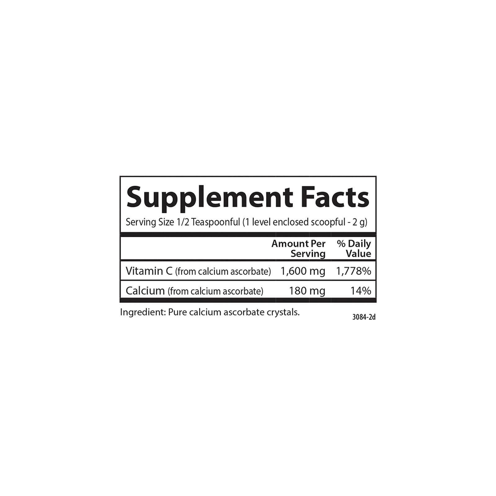 Close-up of Carlson Mild-C label showing high potency vitamin C per serving
