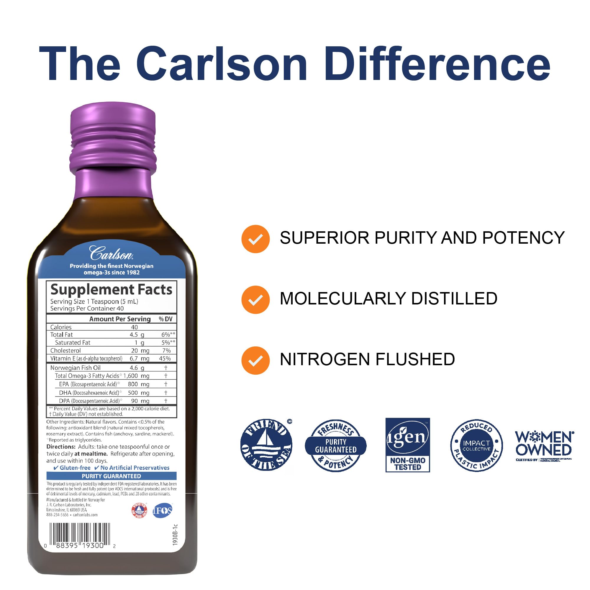 Carlson Mixed Berry flavor label for natural, palatable daily use.