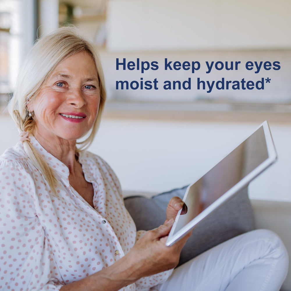 Carlson Moistur-eyes bottle cap closeup emphasizes secure sealing to maintain freshness.