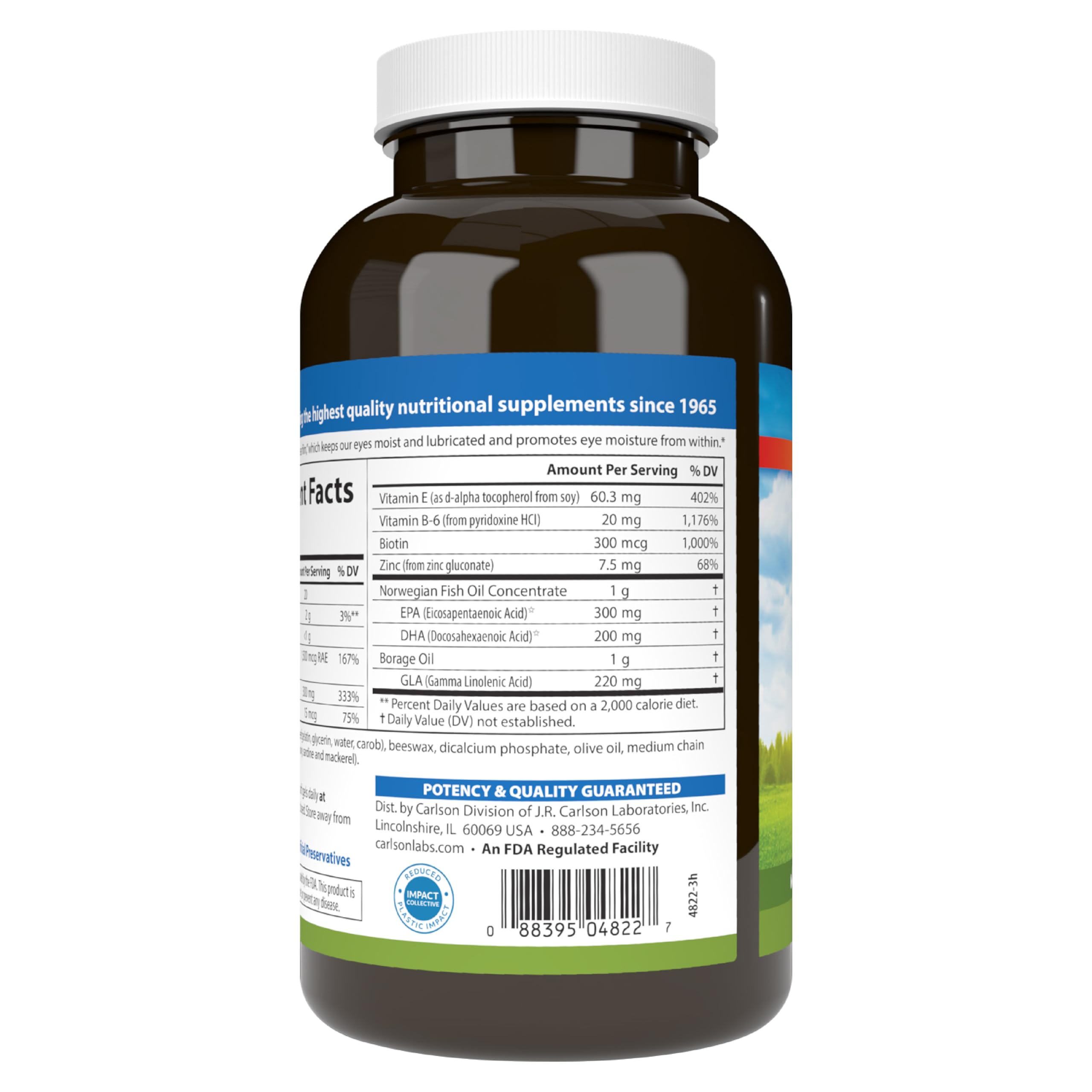 Carlson Moistur-eyes branding on container communicates reliability for everyday use.