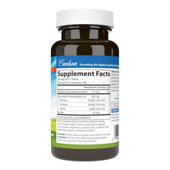Close-up of Carlson Digestive Enzymes tablets showing coating for digestion.