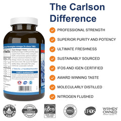 Carlson Omega-3 Gems softgels packaging for convenient daily use
