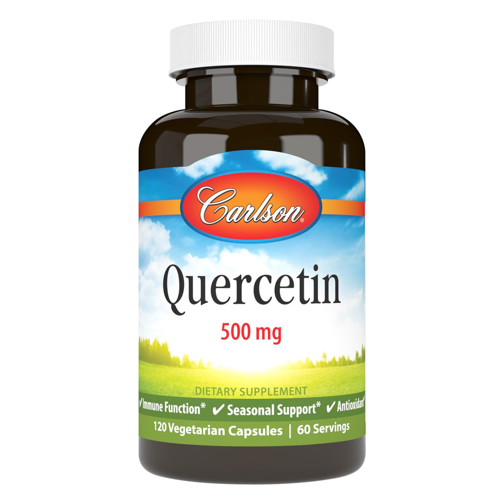Carlson Quercetin bottle front view highlighting seasonal wellness support