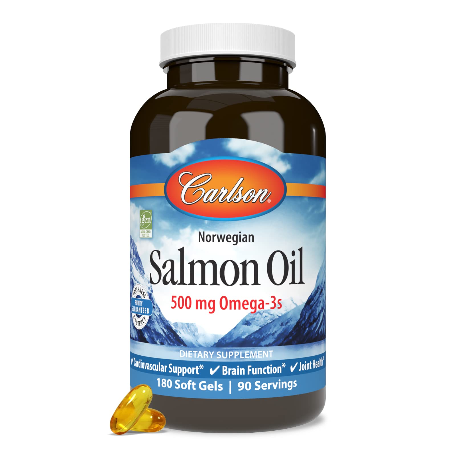 Carlson Salmon Oil pour spout closeup for convenient daily use