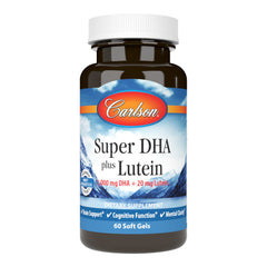 Carlson Super DHA Plus Lutein bottle for easy daily supplement routine.