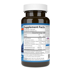 Carlson Super DHA Plus Lutein softgels closeup, highlighting capsules for brain and eye support.