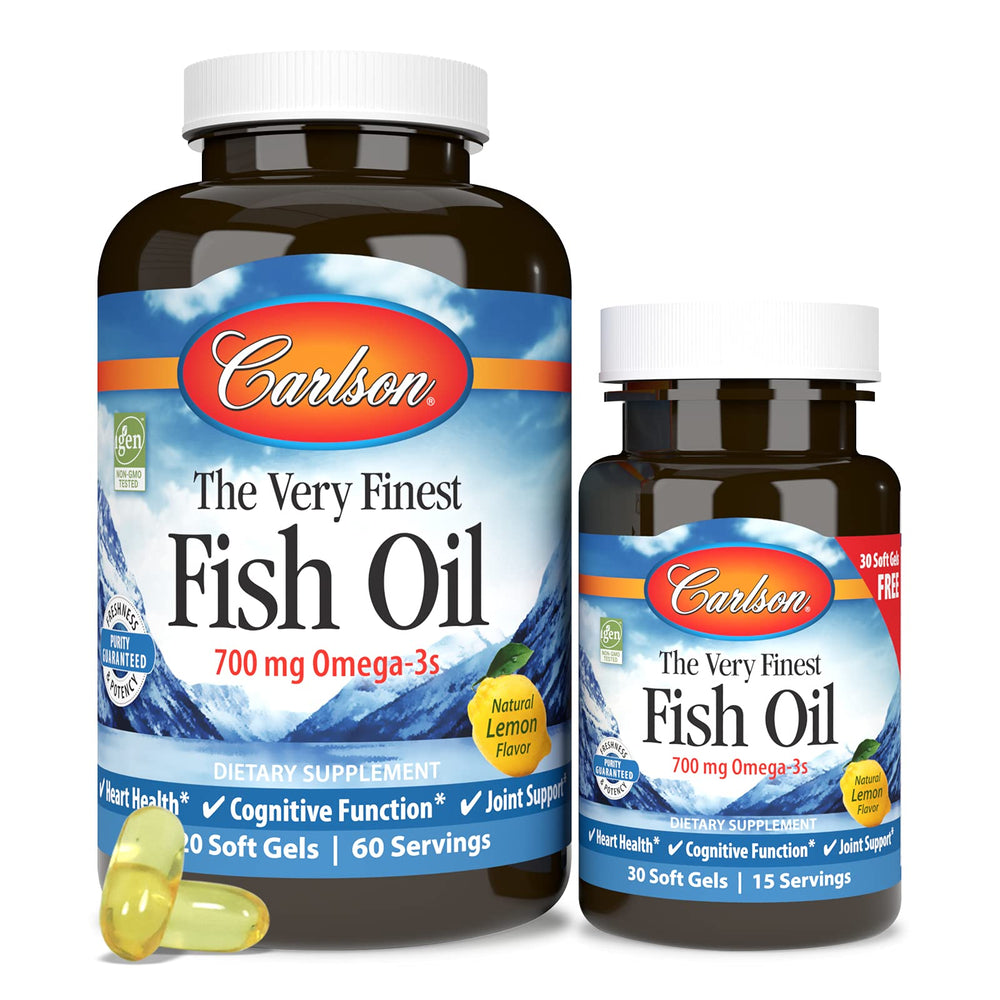 Carlson sustainably sourced omega-3 packaging suggests an eco-friendly choice.