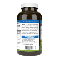 Carlson Taurine bottle front conveys potency and quality for a trusted supplement.