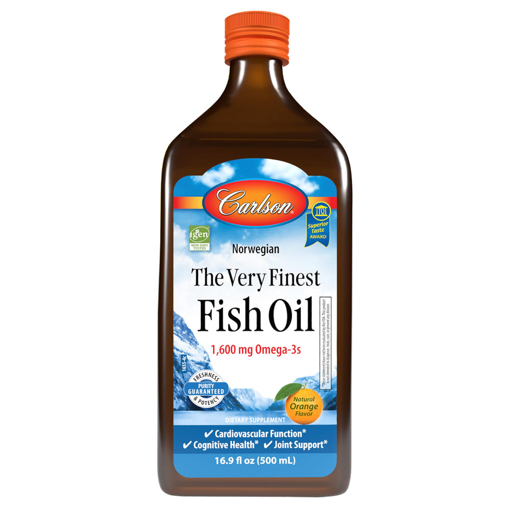Carlson The Very Finest Fish Oil bottle may support heart and brain health