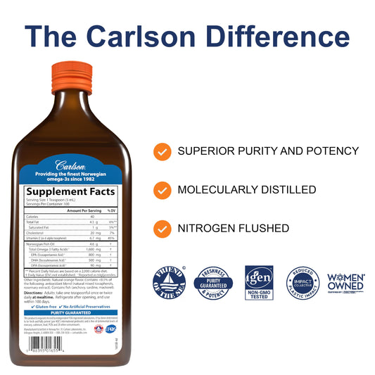 Carlson The Very Finest Fish Oil pour aids easy dosing and omega-3 intake