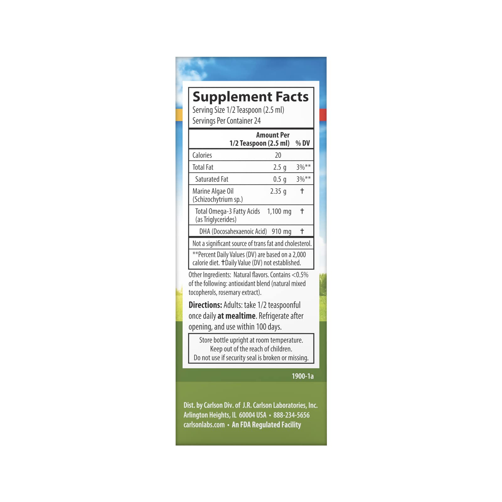 Carlson Vegetarian DHA close-up highlighting purity and lemon flavor.