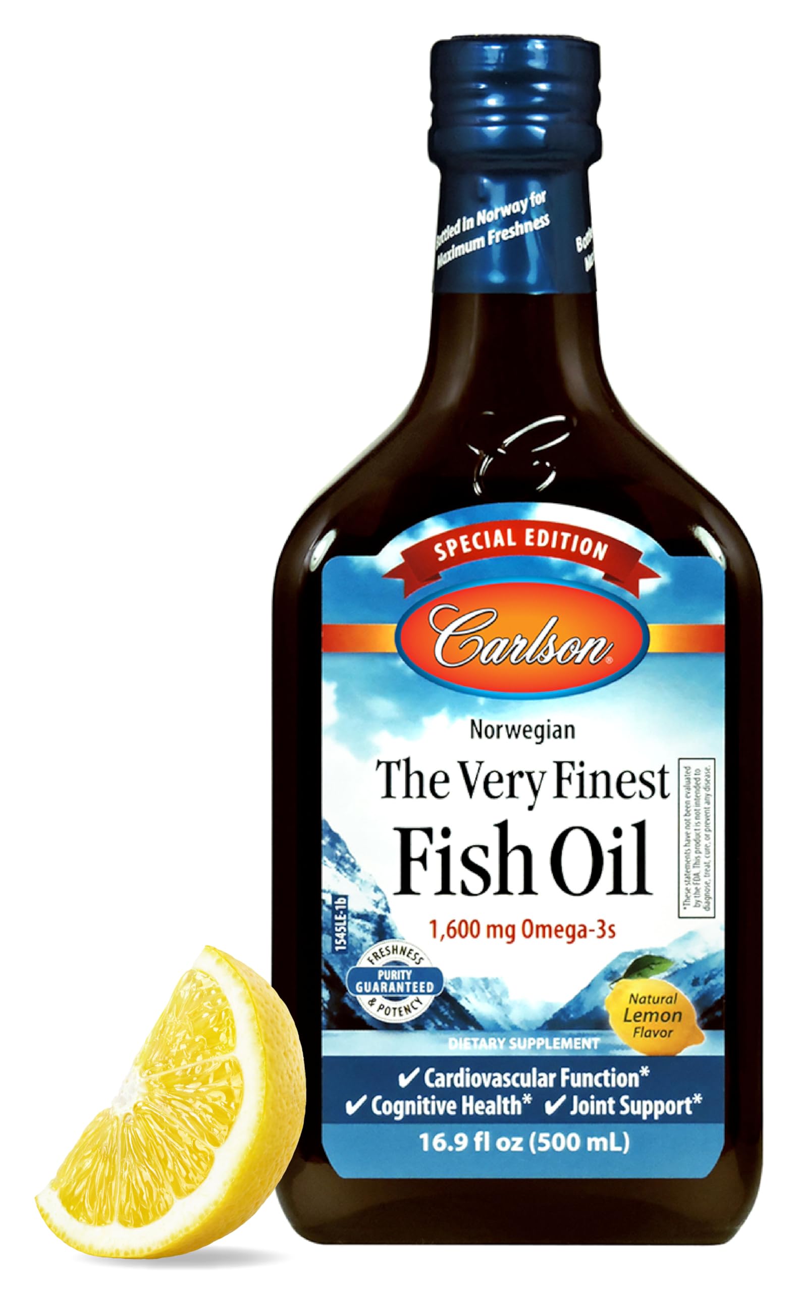 Carlson The Very Finest Fish Oil lemon bottle for daily omega-3 support