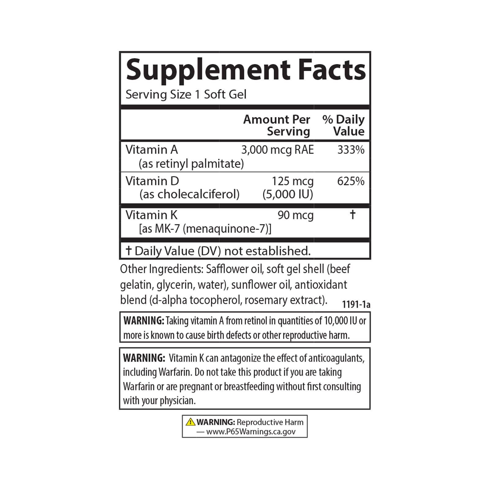 Carlson A D3 K2 bottle pour showing easy daily dosage for bone-supportive vitamins