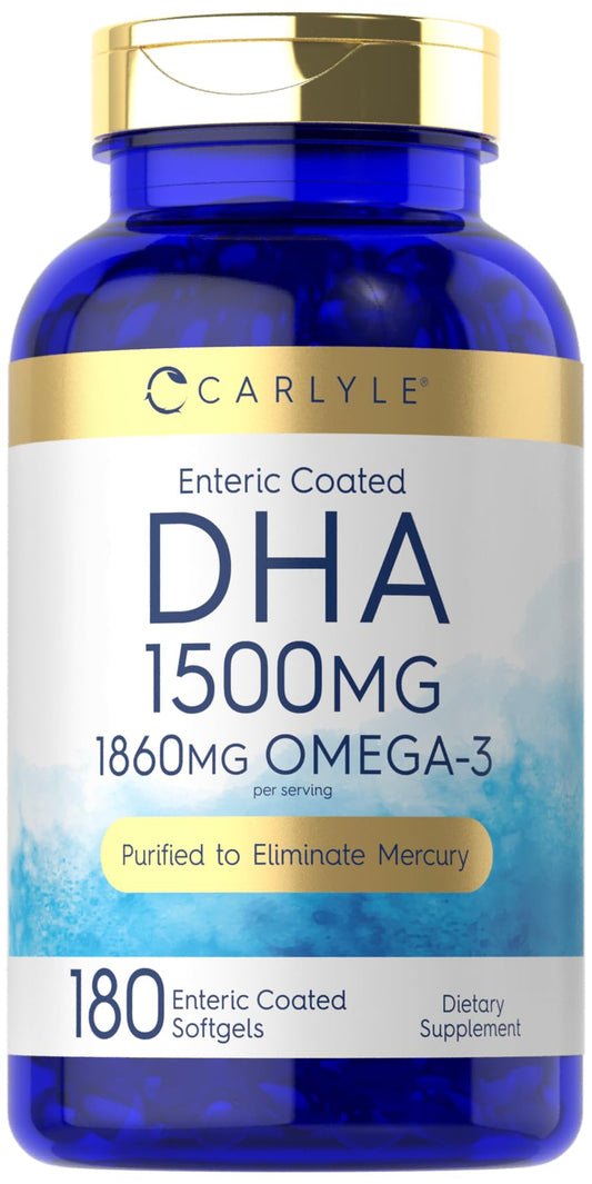 Carlyle DHA supplement bottle front displays omega-3 focus for daily use