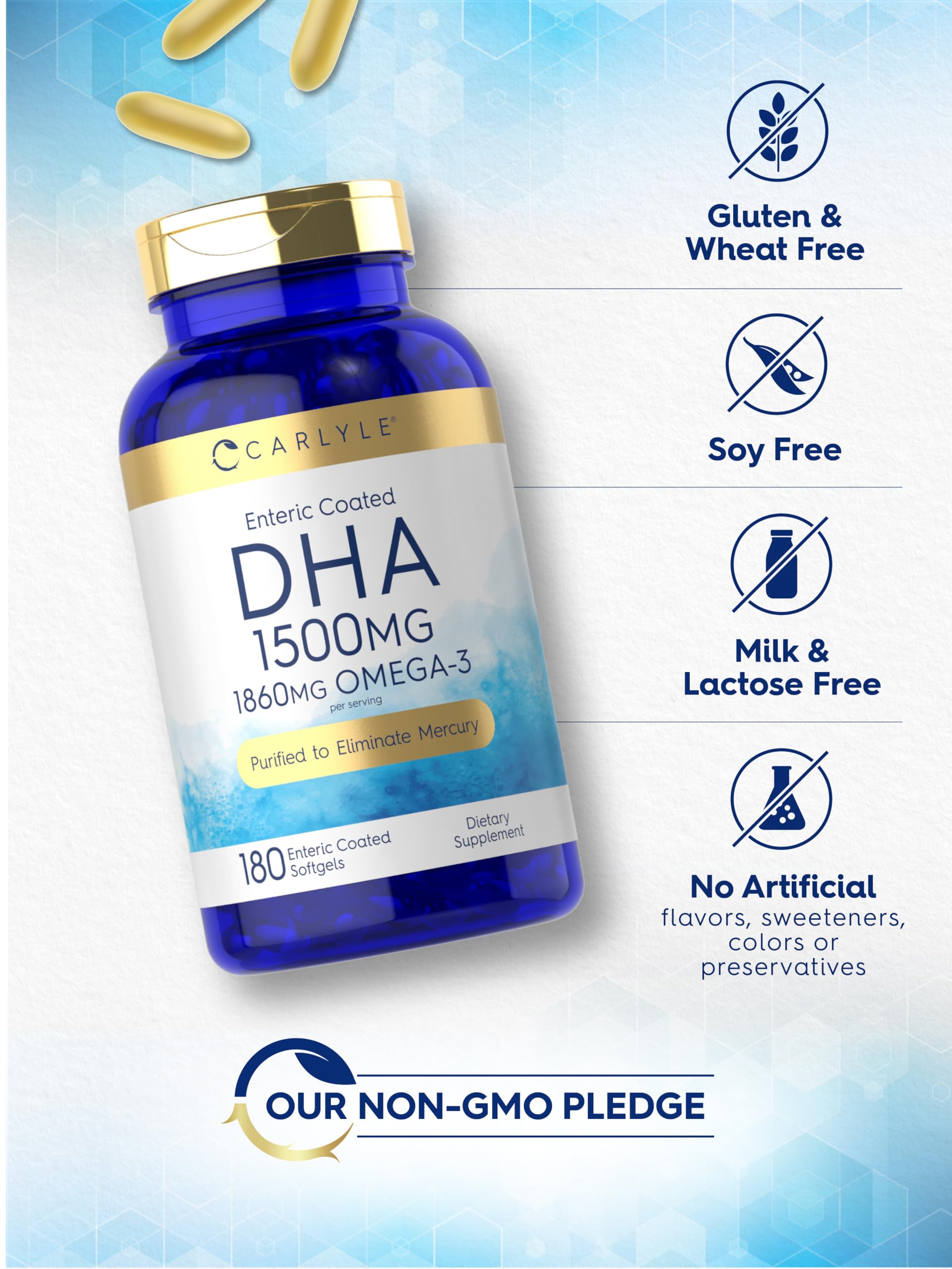 Carlyle DHA gluten-free label for gluten-sensitive diets