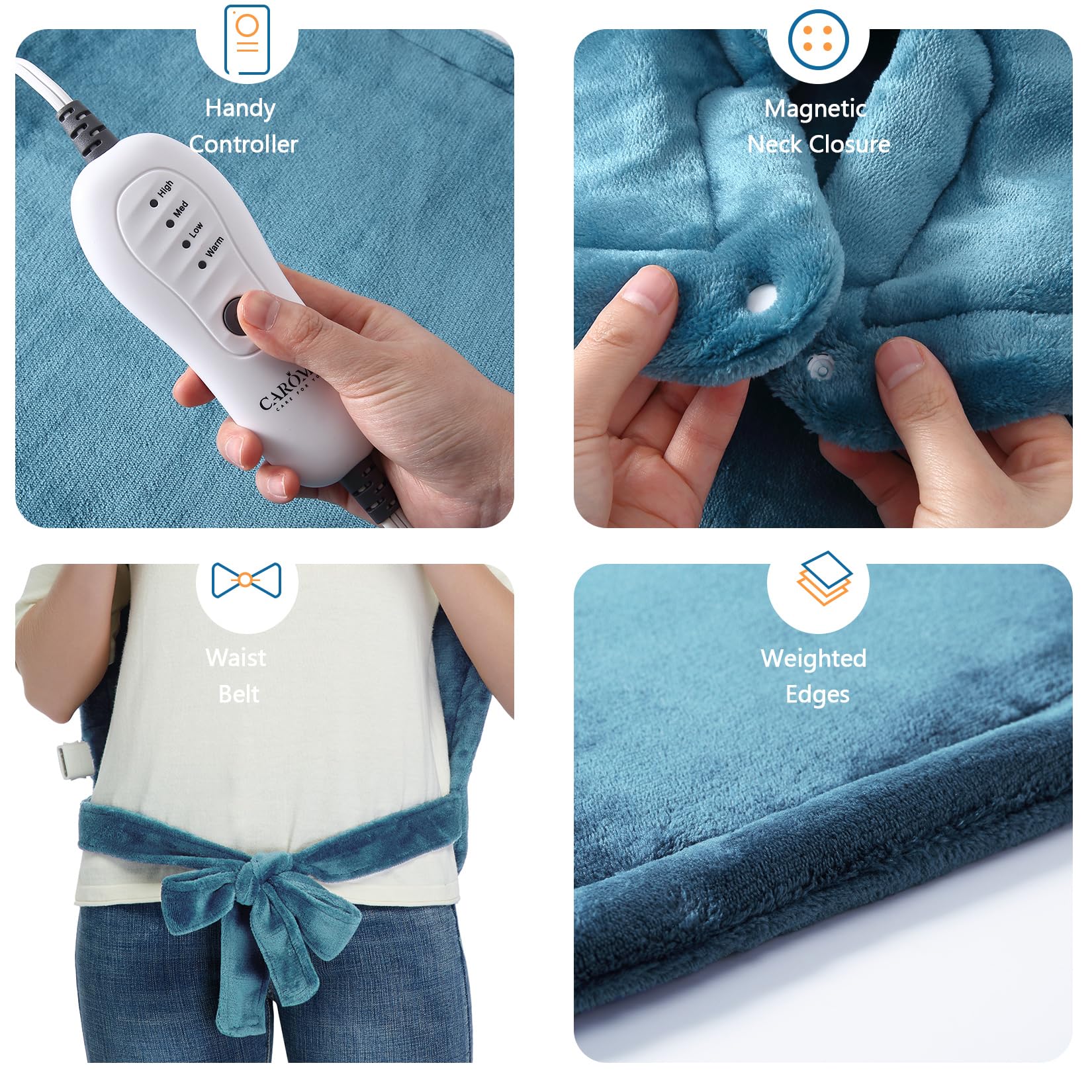 CAROMIO heating pad UL certified and OEKO-TEX STANDARD 100 safety features