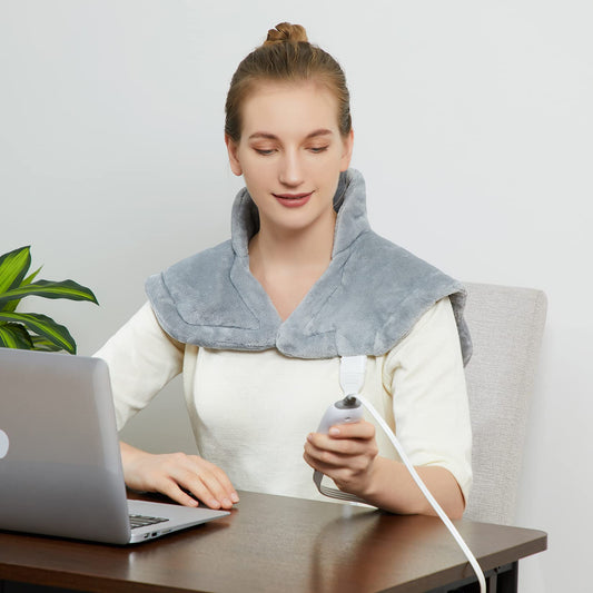 CAROMIO weighted heating pad for neck and shoulders with contouring heat and versatile uses