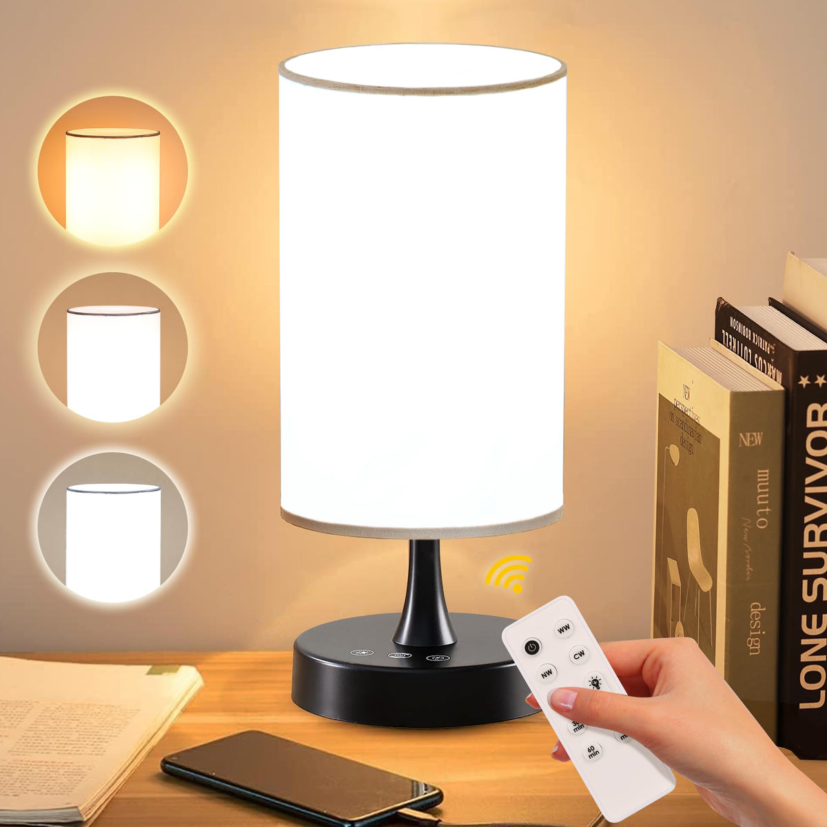 Caromolly Light Therapy Lamp front view showing compact design and shade