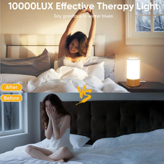 Caromolly light therapy lamp with touch control for easy brightness adjustment.