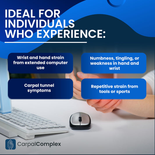 CarpalComplex bottle front showcases Alpha Lipoic Acid and B Complex ingredients for nerve health.