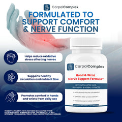 CarpalComplex label detail highlights GMP quality and third-party testing.