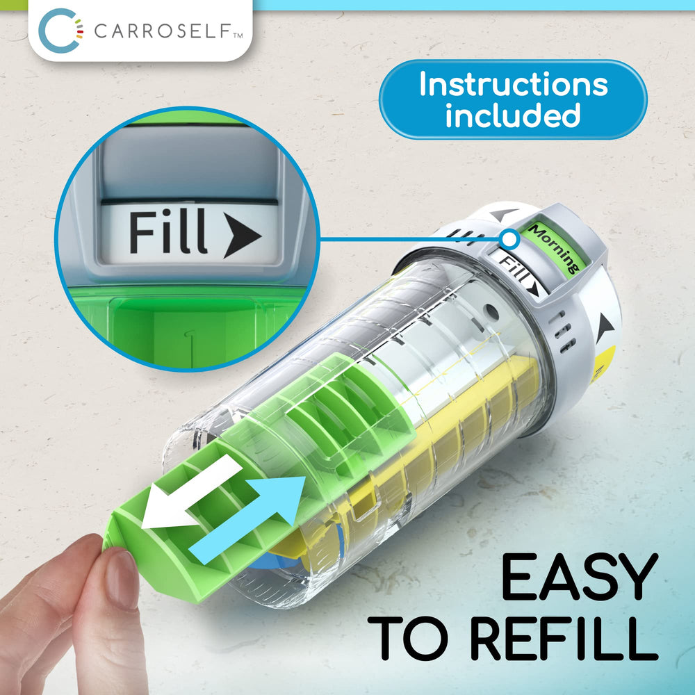 CARROSELF compact-pill-storage-box fits on counters for quick, reachable doses
