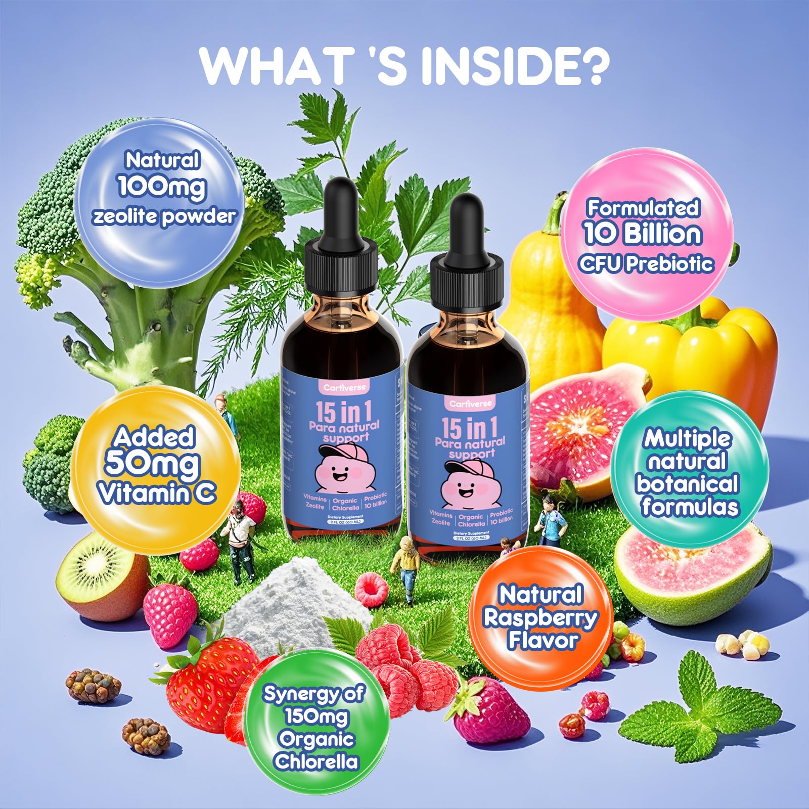 Cartiverse Parasite Cleanse label closeup highlights natural ingredients for digestive balance.