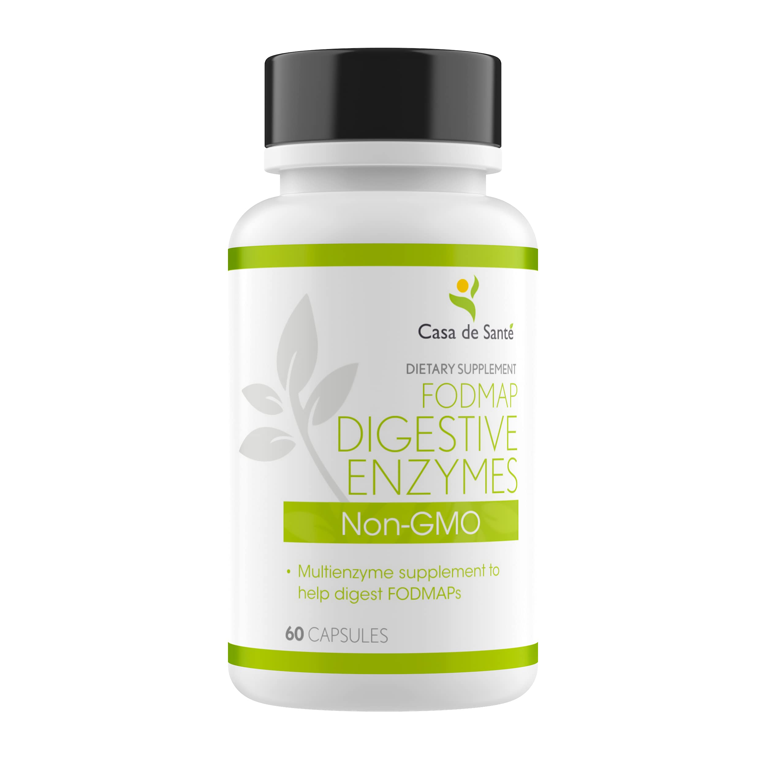 Casa de Sante 18-enzyme capsules on white background for comprehensive digestion support.
